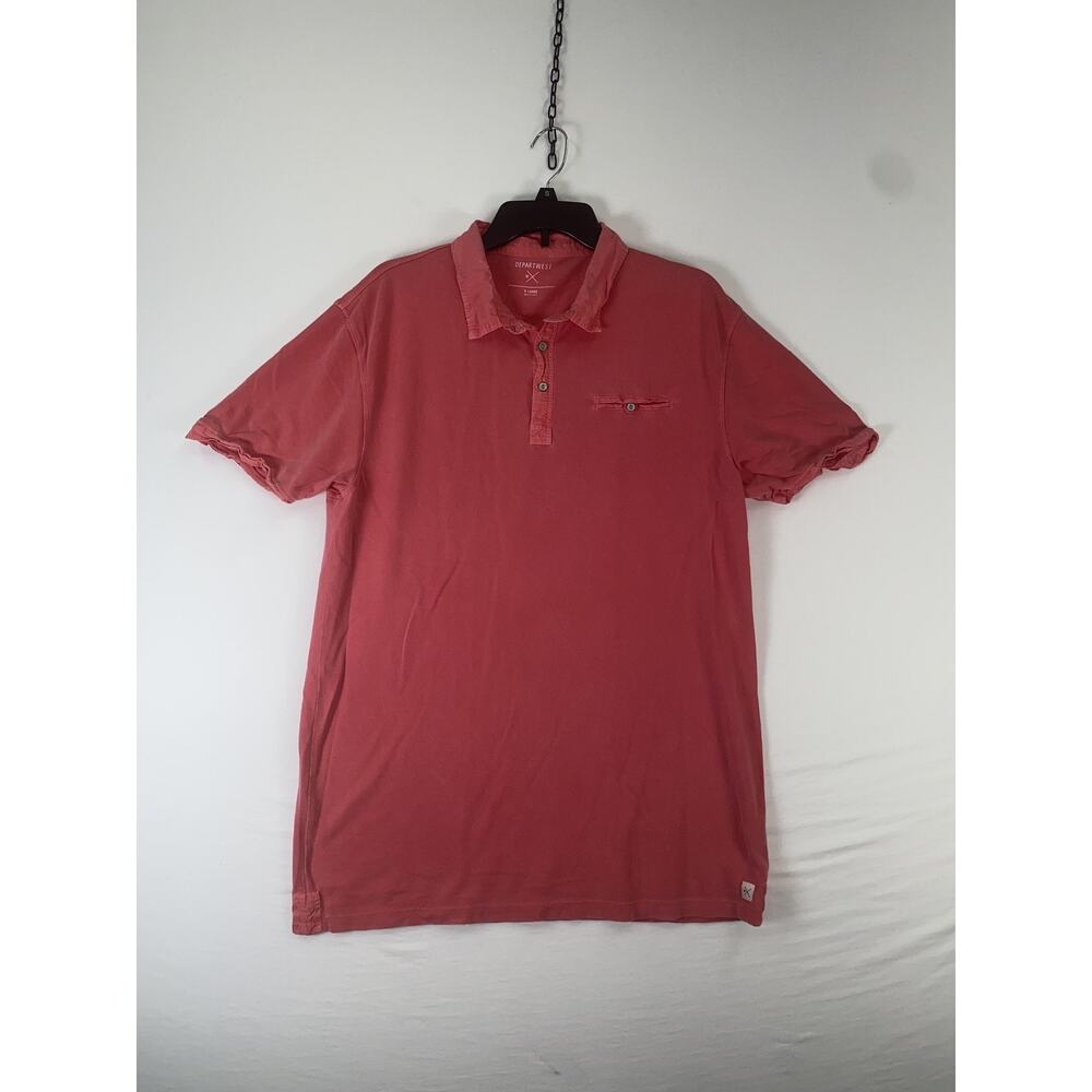 Departwest Polo Shirt Mens XL Red 100% Cotton Knit Short Sleeve Casual Solid